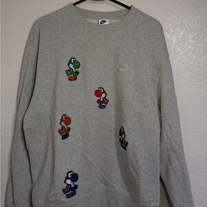 Nike Gray Crewneck Sweater with Yoshi Characters
